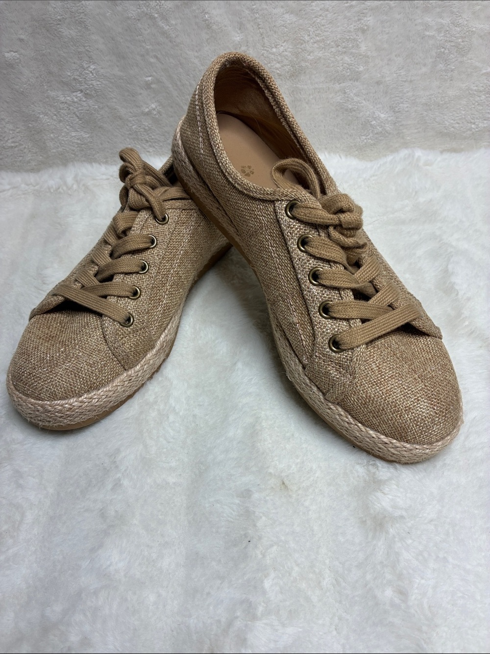 Tommy Bahama Tan Espadrille Lace-Up Sneakers